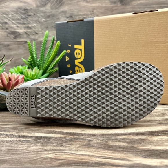 NIB Teva Mahonia 3-Point Slingback Wedge Thong Sandal Metallic Gray Leather 8 39 - Picture 9 of 12